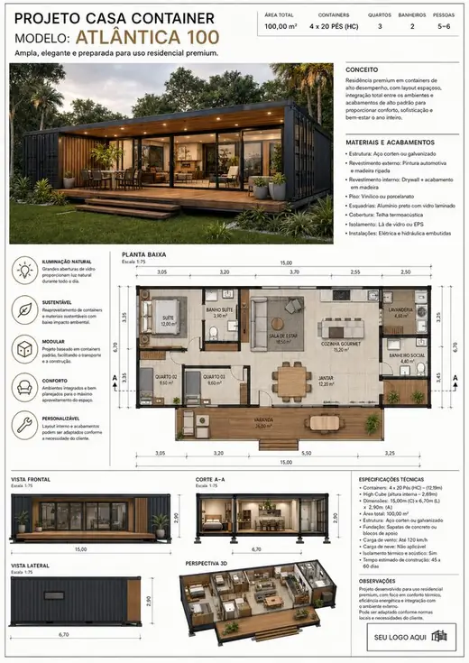 Projeto de casa container 9