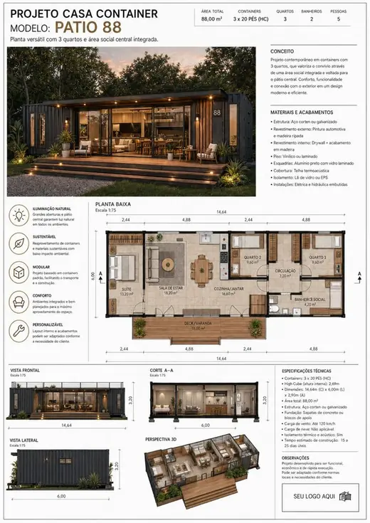 Projeto de casa container 26