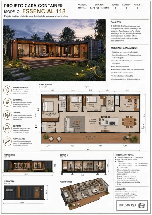 Projeto de casa container 28